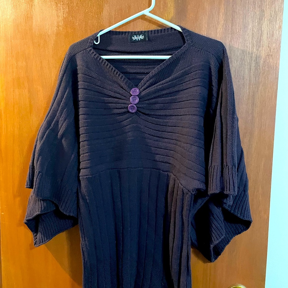 Deep purple poncho looking style sweater by Whisper